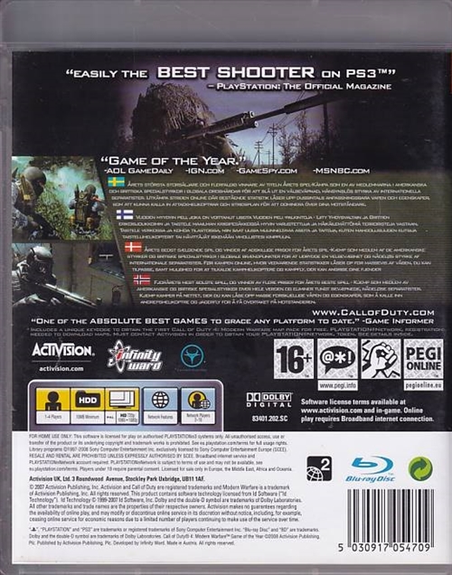 Call of Duty 4 Modern Warfare Game of The Year Edition - PS3 (B Grade) (Genbrug)